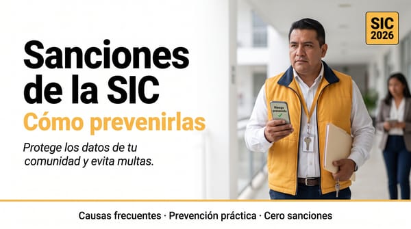 Administradora revisando un checklist de cumplimiento para prevenir sanciones de la SIC